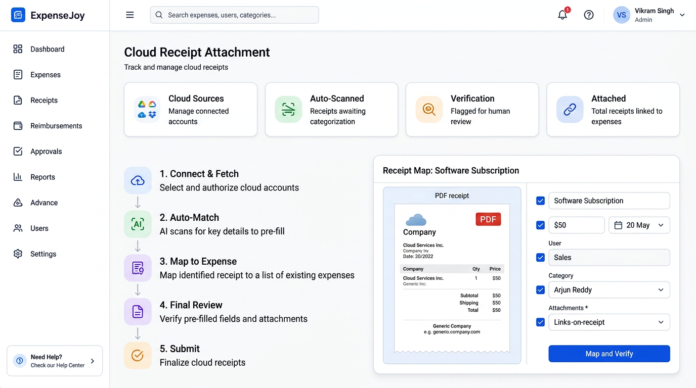 Cloud Receipt Attachment UI