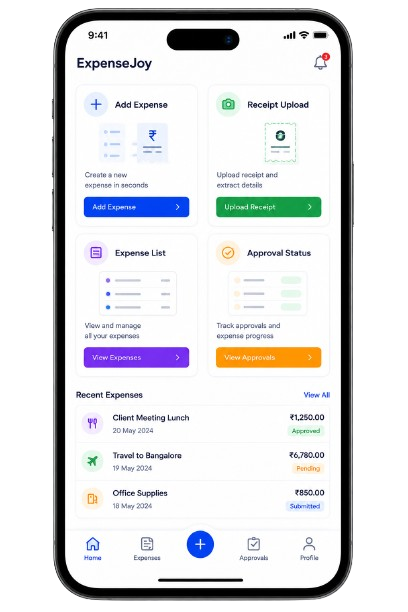 ExpenseJoy mobile app phone mockups
