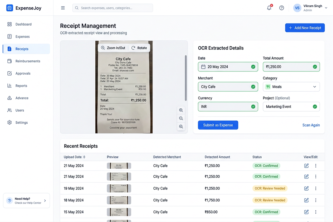 Keep every receipt organized